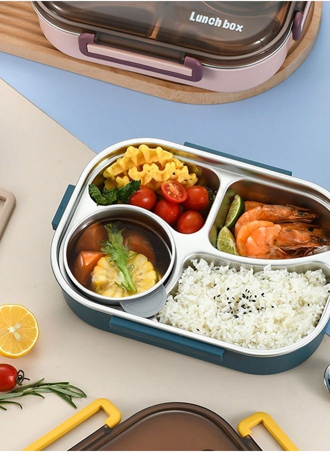 HOMESTAR - 316 High Quality Stainless Steel Lunch Box with Soup Bowl and Cutlery 4-Compartments Bento Box Multicolor - Image 1