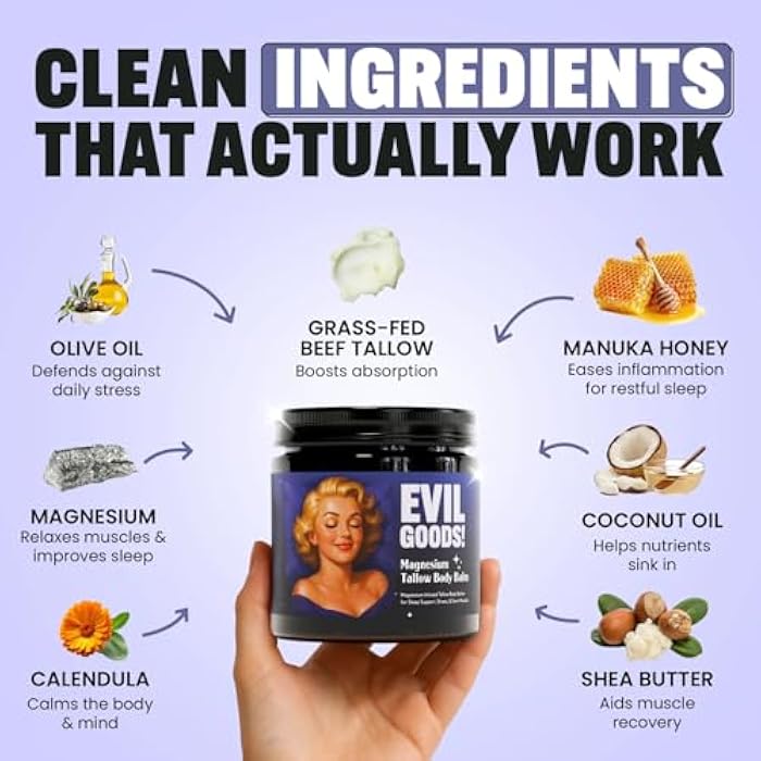 Epik Evil Goods Deep Sleep Magnesium Tallow Balm with Manuka Honey & Shea Butter – Grass Fed Beef Tallow Cream for Relaxation, Stress Relief, Muscle Recovery & Better Sleep - Image 2