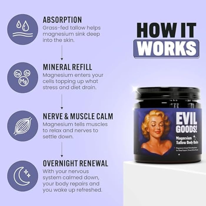 Epik Evil Goods Deep Sleep Magnesium Tallow Balm with Manuka Honey & Shea Butter – Grass Fed Beef Tallow Cream for Relaxation, Stress Relief, Muscle Recovery & Better Sleep - Image 4