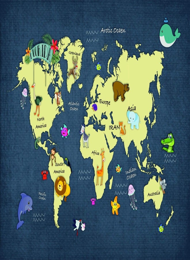 Print Panda Fabulous Landscape World Map Kids Wall Poster for Home Decor, Living Room, Bed Room, Kids Room, Play Room, Restaurant, Hotel (Self Adhesive Vinyl, Water Proof) - Image 1