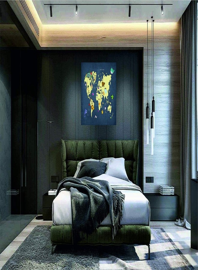 Print Panda Fabulous Landscape World Map Kids Wall Poster for Home Decor, Living Room, Bed Room, Kids Room, Play Room, Restaurant, Hotel (Self Adhesive Vinyl, Water Proof) - Image 2