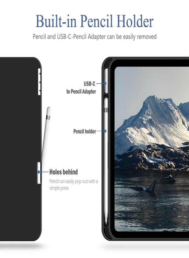 Antbox Case for iPad (A16) 11th (11'')/ 10th Generation (10.9'') High Grade Skin-Touch Vegan Leather with Built-in Pencil Holder Auto Sleep/Wake Function (Black) - Image 3