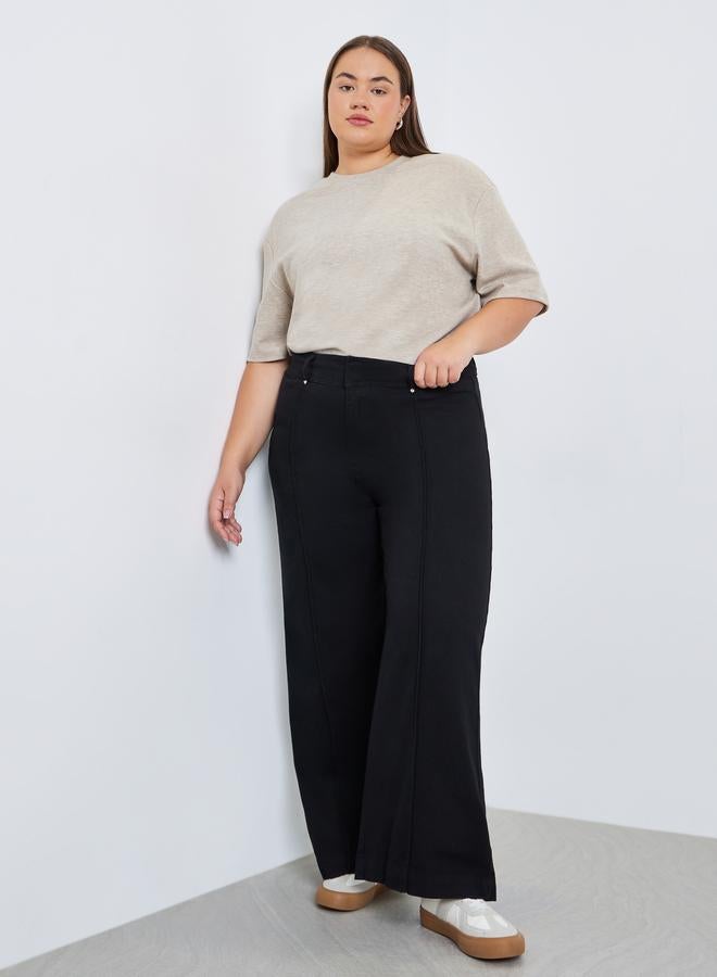 Styli Plus Size Mid Rise Wide Leg Jeans - Image 1