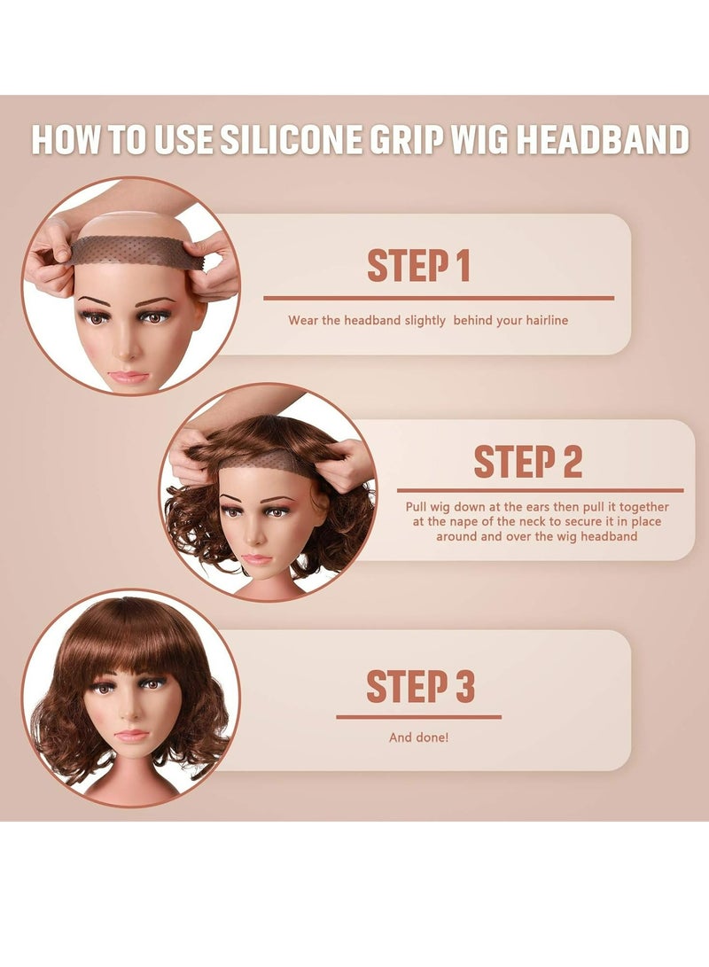 Loquat 2 Pieces Silicone Grip Wig Band Adjustable Silicone Wig Headband Fix Non Slip Wig Bands Seamless Wig Band Wig Grip Band Strong Holder for Men Women Sports Yoga (Black) - Image 4