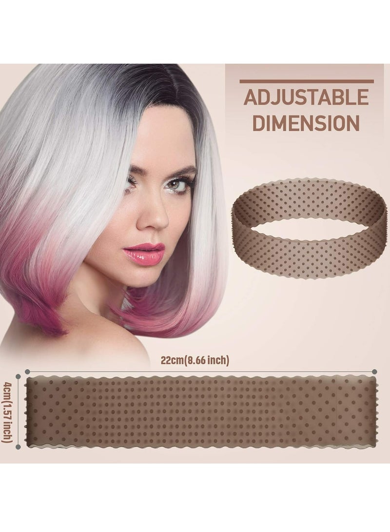 Loquat 2 Pieces Silicone Grip Wig Band Adjustable Silicone Wig Headband Fix Non Slip Wig Bands Seamless Wig Band Wig Grip Band Strong Holder for Men Women Sports Yoga (Black) - Image 2