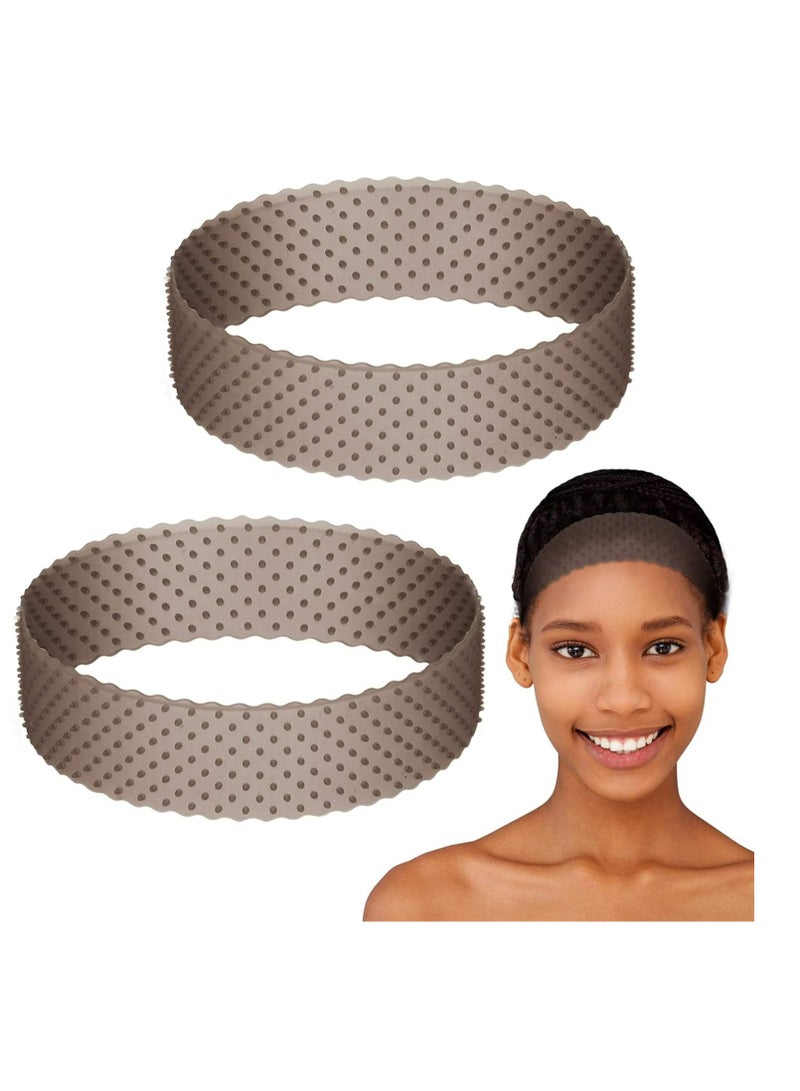 Loquat 2 Pieces Silicone Grip Wig Band Adjustable Silicone Wig Headband Fix Non Slip Wig Bands Seamless Wig Band Wig Grip Band Strong Holder for Men Women Sports Yoga (Black) - Image 1