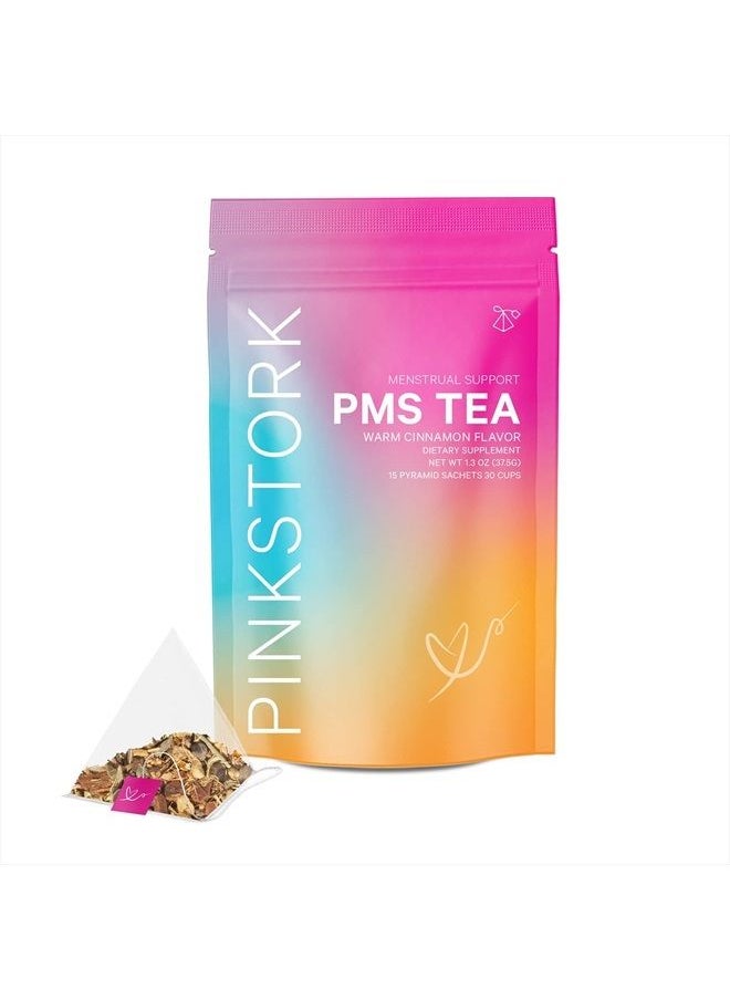 Pink Stork - PMS Tea: Organic Warm Cinnamon Tea, Bloating Relief for Women, Natural Period Relief from Cramping, Heavy Flow, Nausea Relief, & Hormonal Migraine Relief, Women-Owned, 30 Cup - Image 1