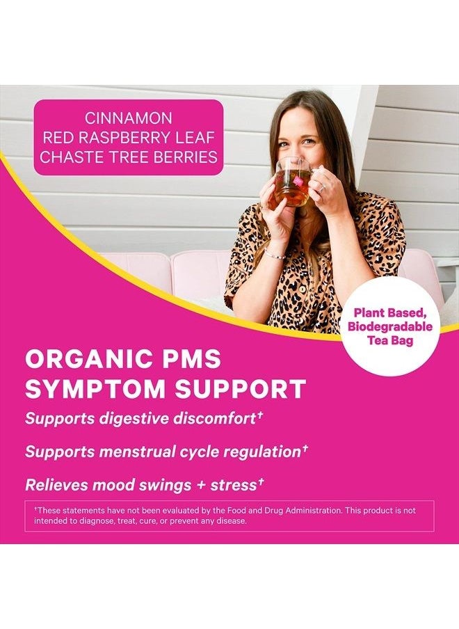 Pink Stork - PMS Tea: Organic Warm Cinnamon Tea, Bloating Relief for Women, Natural Period Relief from Cramping, Heavy Flow, Nausea Relief, & Hormonal Migraine Relief, Women-Owned, 30 Cup - Image 1