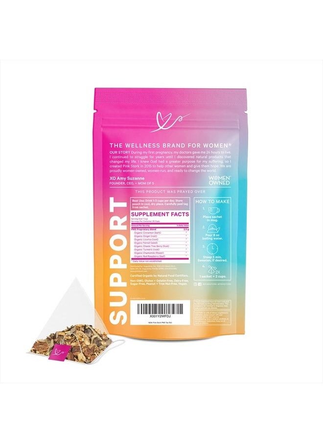 Pink Stork - PMS Tea: Organic Warm Cinnamon Tea, Bloating Relief for Women, Natural Period Relief from Cramping, Heavy Flow, Nausea Relief, & Hormonal Migraine Relief, Women-Owned, 30 Cup - Image 1