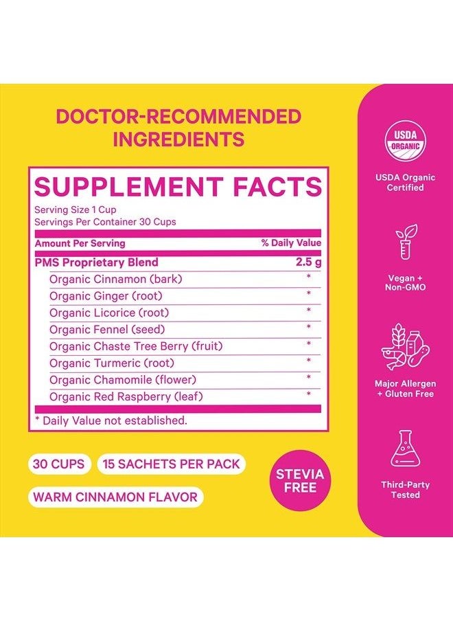 Pink Stork - PMS Tea: Organic Warm Cinnamon Tea, Bloating Relief for Women, Natural Period Relief from Cramping, Heavy Flow, Nausea Relief, & Hormonal Migraine Relief, Women-Owned, 30 Cup - Image 1