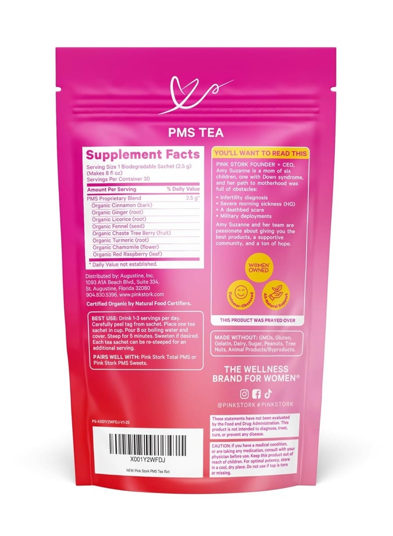 Pink Stork PMS Tea: Organic Warm Cinnamon Tea, Bloating Relief for Women, Natural Period Relief from Cramping, Heavy Flow, Nausea Relief, & Hormonal Migraine Relief, Women-Owned, 30 Cup - Image 2