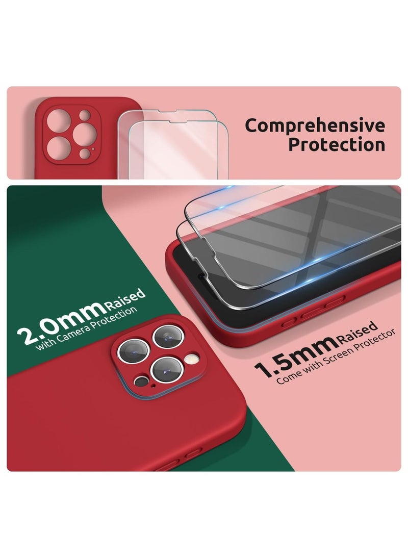 Raxoom Design for iPhone 15 Pro Max Case, Liquid Silicone [2 x Screen Protectors & 1 x Lanyard] Protection for Each Lens Shockproof Cover for iPhone 15 Pro Max 6.7 inch 2023, Red - Image 3