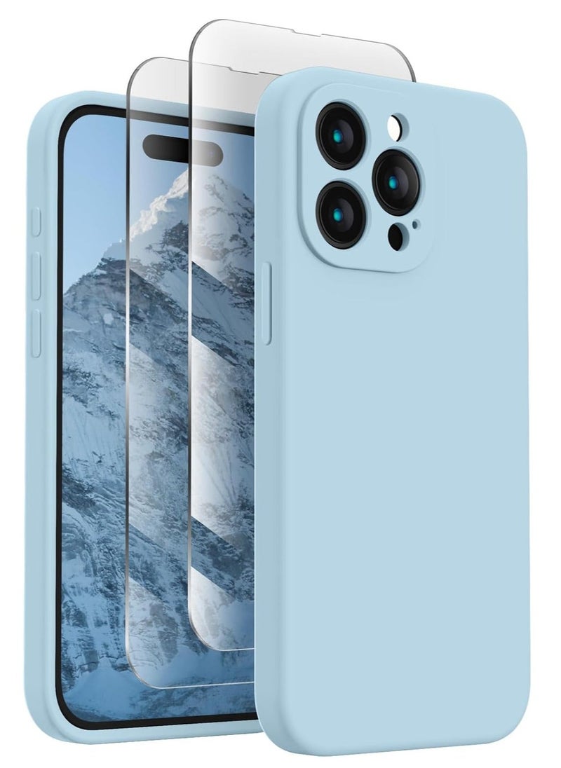 Raxoom Designed for iPhone 15 Pro Max Case, Silicone Upgraded [Camera Protection] for iPhone 15 ProMax Case with [2 Screen Protectors], Anti-Scratch Microfiber Lining, 6.7 inch, Sky Blue - Image 1