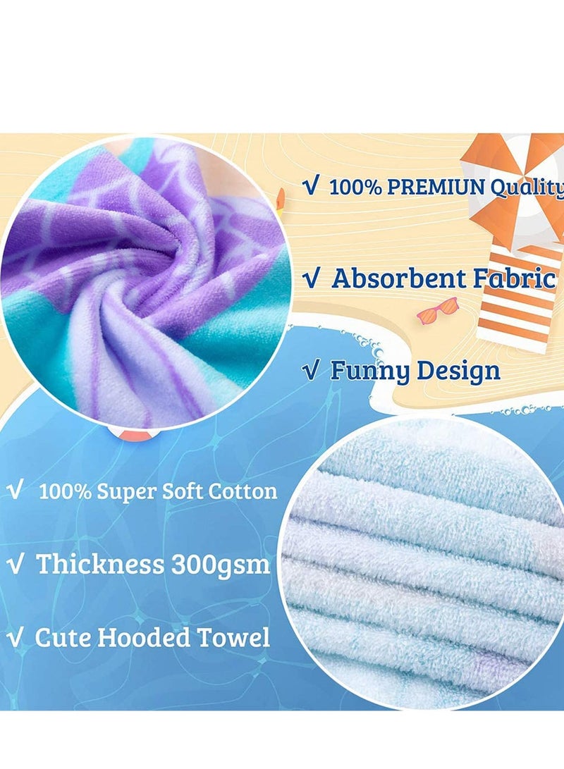 SYOSI منشفة بغطاء للرأس للأطفال من 12 شهرًا إلى 5 سنوات 48"x24" قطنية ناعمة للغاية ماصة متعددة الاستخدامات للأطفال للاستحمام وحمام السباحة والشاطئ والسباحة وتغطية الأطفال بمرجان بنفسجي - Image 5