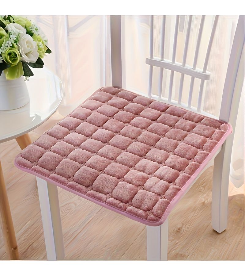 2 Pink Square Soft Washable Cushions For Dining Chairs Office Stools - Image 1