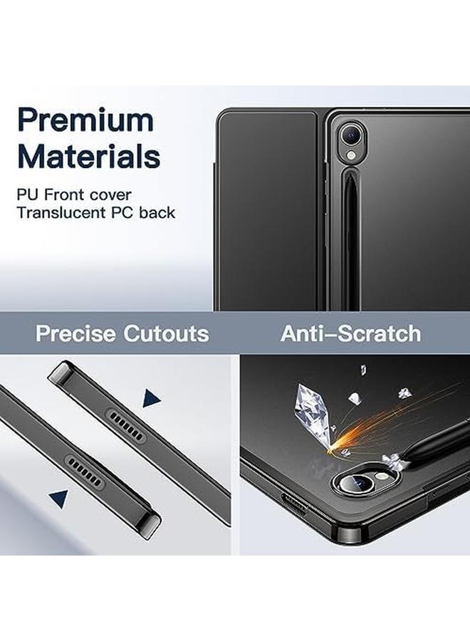 جي تيك حافظة لجهاز سامسونج جالكسي تاب S9 مقاس 11 بوصة مع ظهر شفاف وحامل ثلاثي الطي وغطاء حماية للكمبيوتر اللوحي يدعم قلم S Pen للشحن والإيقاظ التلقائي والنوم، أسود جرافيت - Image 3