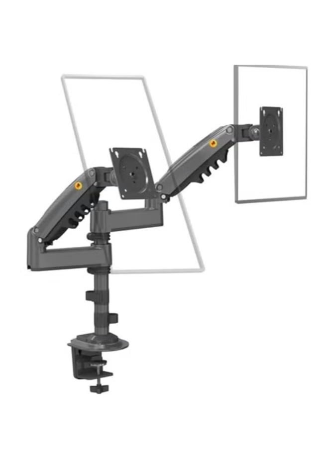 NB Dual Screen Desktop Mount for 22" 32" Monitors - Adjustable Monitor Arm in Black, VESA Compatible, Tilt, Swivel & Rotate Function for Ergonomic Viewing, Desk Clamp/Wall Mount Options, Heavy-Duty Design - Image 2