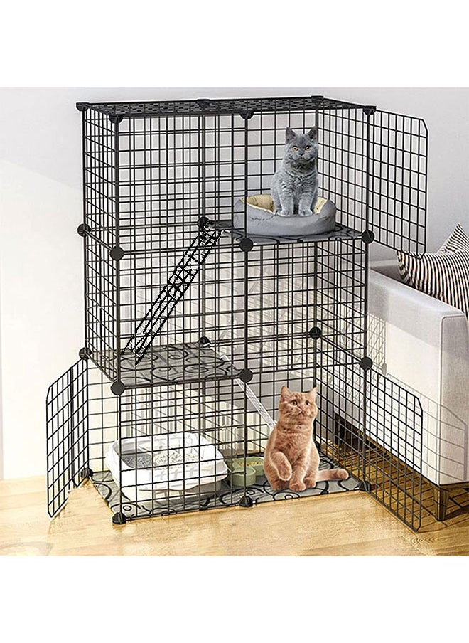Generic 3-Tier Cat Cage Indoor DIY Cat Playpen Detachable Metal Wire Kennels 2Lx2Wx3H Crate Large Exercise Place Ideal for 1-2 Cats Black  - Image 1