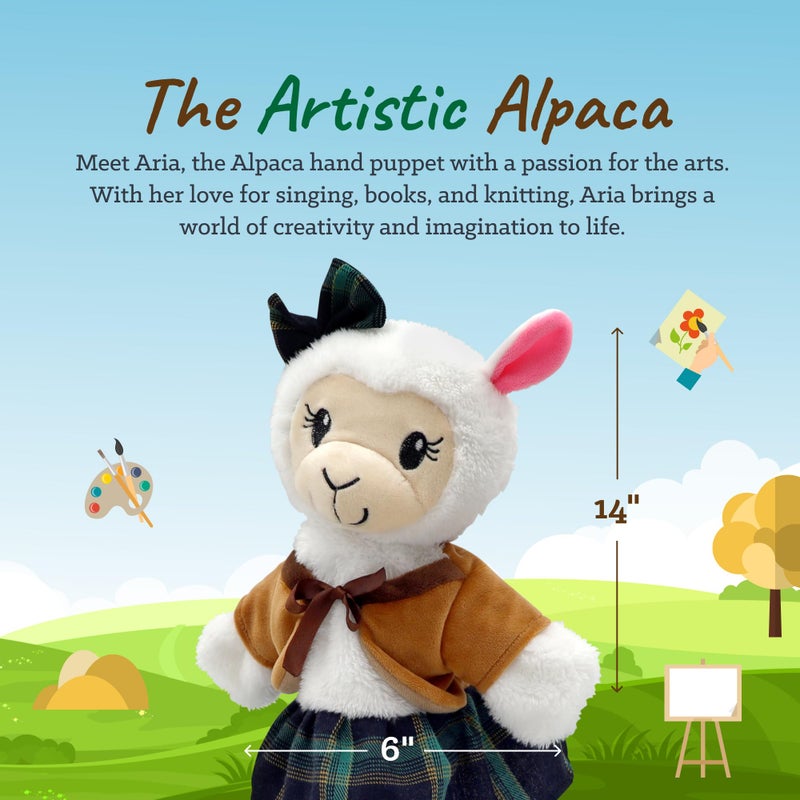 Playtime by Eimmie Sharewood Forest Friends Aria The Alpaca Hand Puppet - Stuffed Animal for Toddlers - Perfect for Puppet Theatre and Creative Play - Small and Large - Image 3