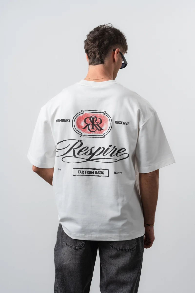 Respire Men's Notre Print Oversize T-Shirt, Ecru