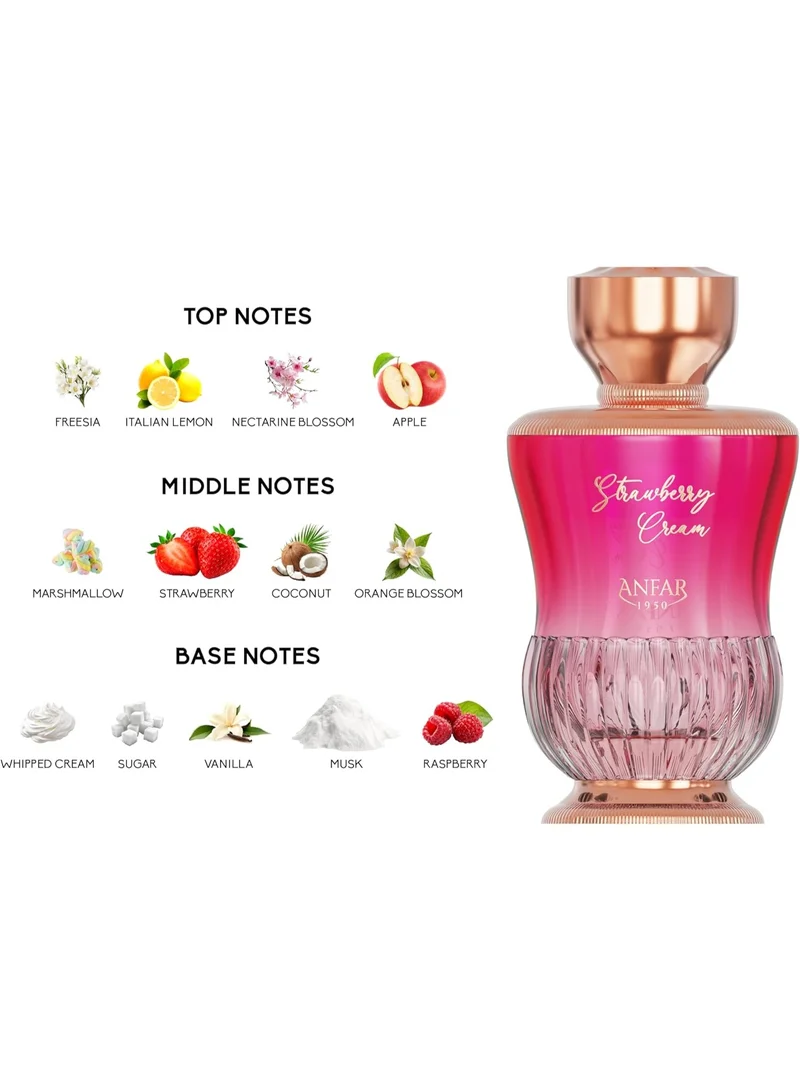 Anfar  Anfar Strawberry Cream Eau de Parfum 100ml – Long Lasting Women’s Gourmand Perfume with Marshmallow, Vanilla & Musk  | Best Price UAE