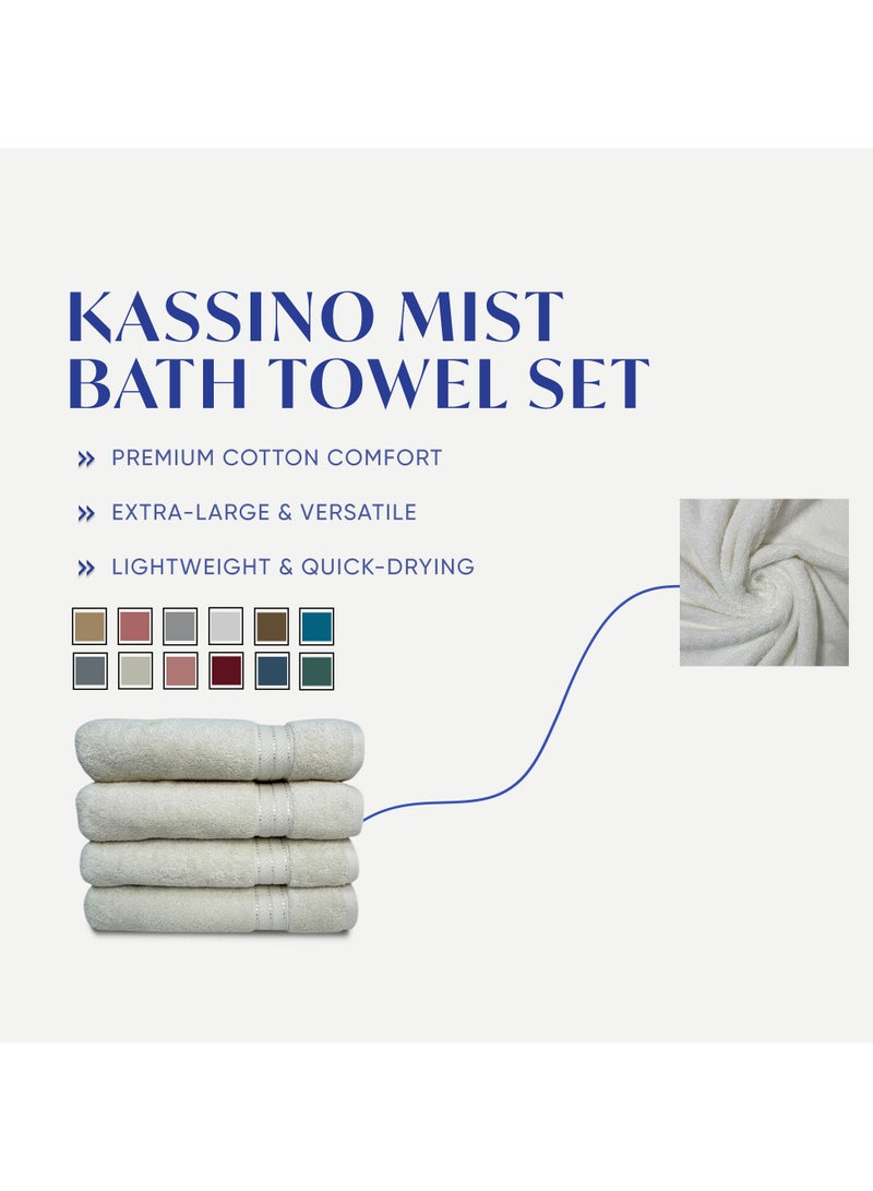 كاسينو Kassino Premium Bath Towels Set - (4 Pack, 70x140 cm), 580 GSM Bath Towel,100% Combed Cotton, Soft & Quick-Dry Towels for Bathroom, Highly Absorbent, Double Stitched Hotel Quality Towels | Ivory - Image 3