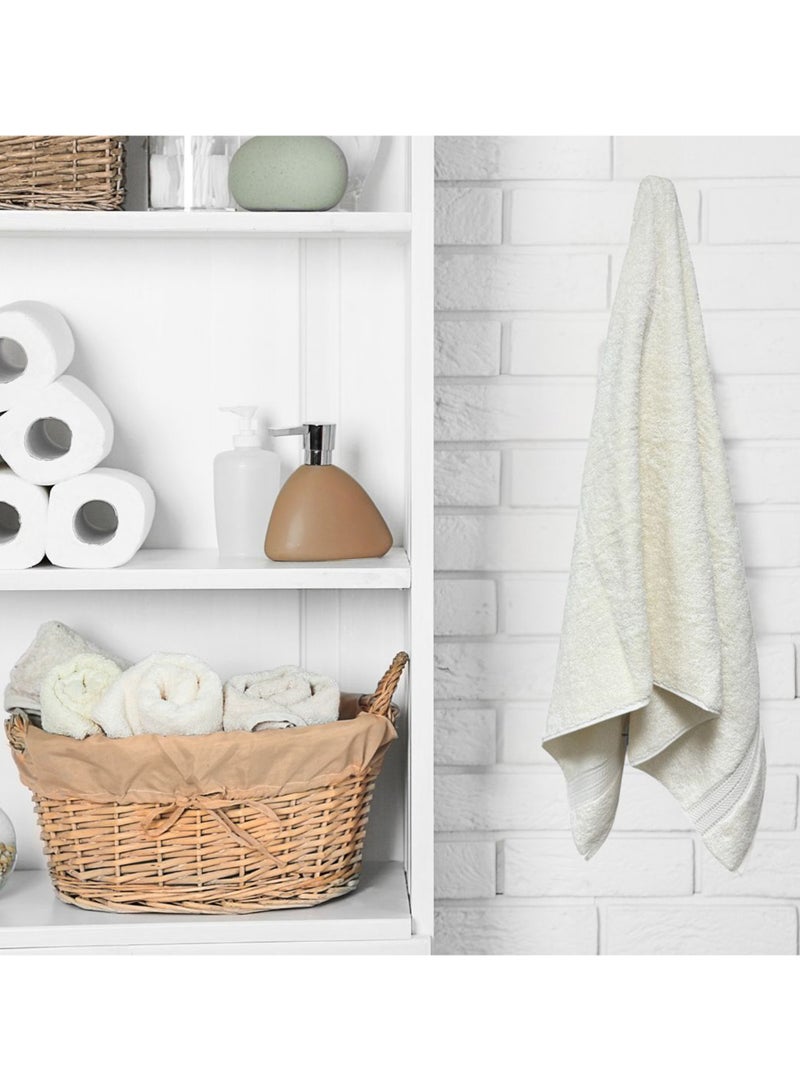 كاسينو Kassino Premium Bath Towels Set - (4 Pack, 70x140 cm), 580 GSM Bath Towel,100% Combed Cotton, Soft & Quick-Dry Towels for Bathroom, Highly Absorbent, Double Stitched Hotel Quality Towels | Ivory - Image 4