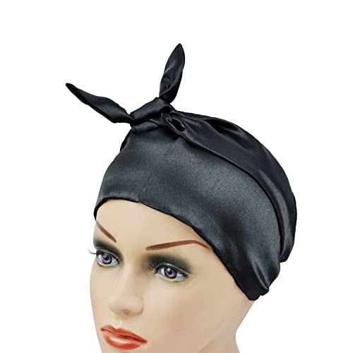 yantaisiyu 1 Pc Satin Head Wrap Wig Grip Band Fashion Headbands for Laying Lace Frontal Wigs Satin Scarf for Yoga, Makeup, Facial, Sport (Black) - Image 3