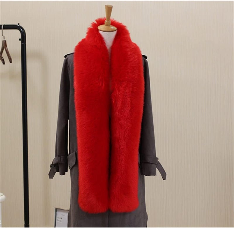 LDFWAY Long Men Women Faux Fur Collar Winter Warm Wrap Stole Scarf Shawl Shrug - Image 2