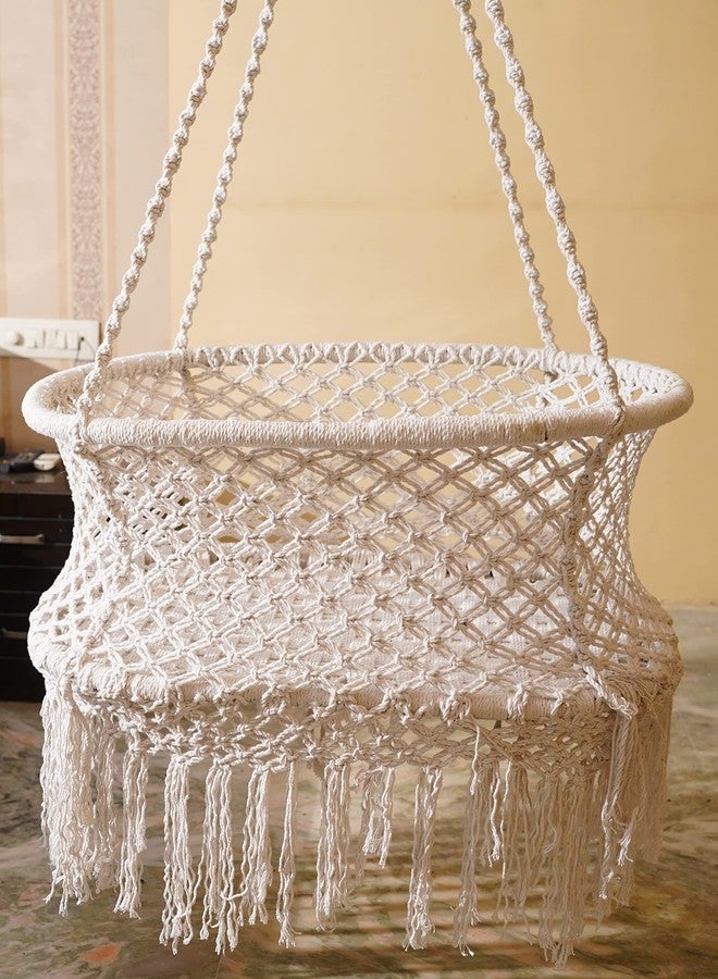 Patiofy Newborn Baby Cradle/Baby Palna/Baby Thottil/Newborn Baby Hanging Bed/Baby Cradle for 0 to 2 Years/Oval Shape Macrame Cradle/Baby Sleeping Bed (Beige) - Image 2