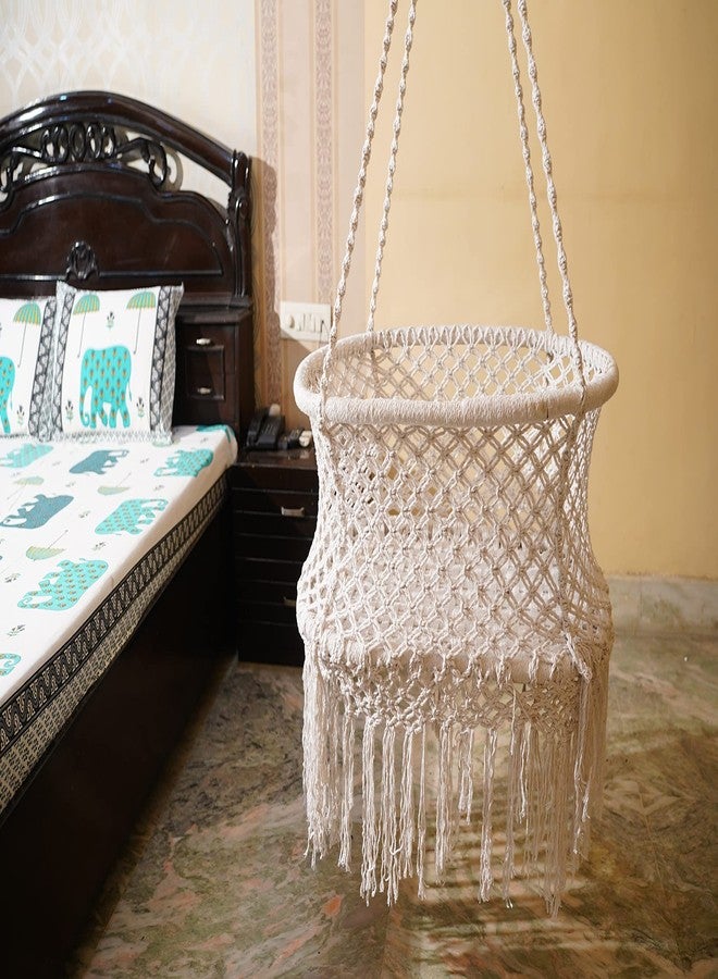 Patiofy Newborn Baby Cradle/Baby Palna/Baby Thottil/Newborn Baby Hanging Bed/Baby Cradle for 0 to 2 Years/Oval Shape Macrame Cradle/Baby Sleeping Bed (Beige) - Image 3