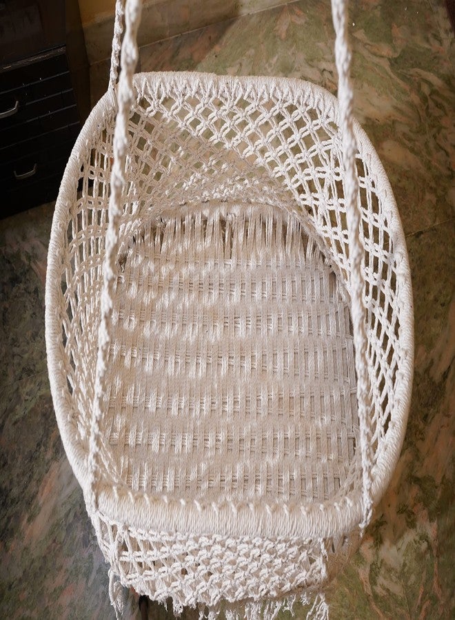 Patiofy Newborn Baby Cradle/Baby Palna/Baby Thottil/Newborn Baby Hanging Bed/Baby Cradle for 0 to 2 Years/Oval Shape Macrame Cradle/Baby Sleeping Bed (Beige) - Image 4