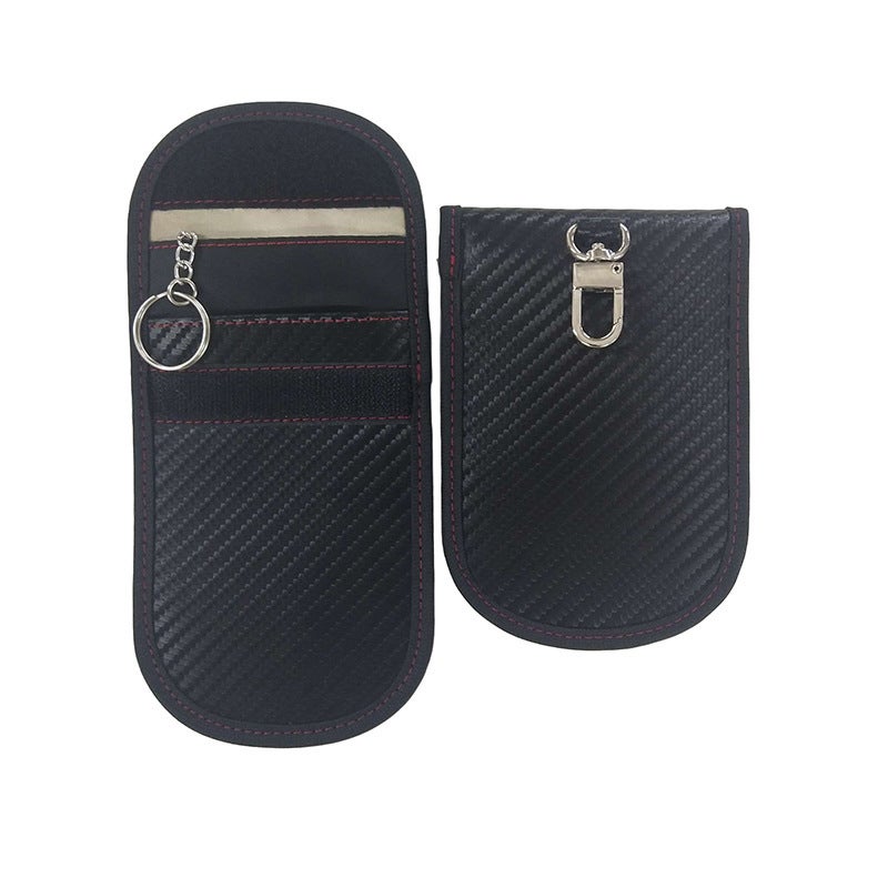 New Rfid Signal Shielding Bag Car Key Shielding Cover Pu Carbon Fiber Back Buckle Anti-Scanning - Image 1