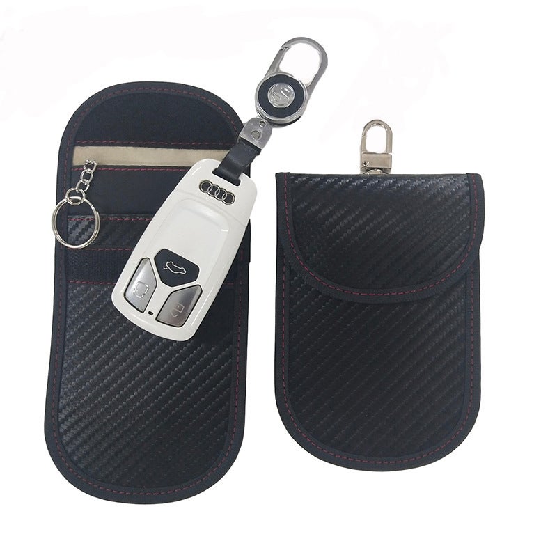 New Rfid Signal Shielding Bag Car Key Shielding Cover Pu Carbon Fiber Back Buckle Anti-Scanning - Image 4