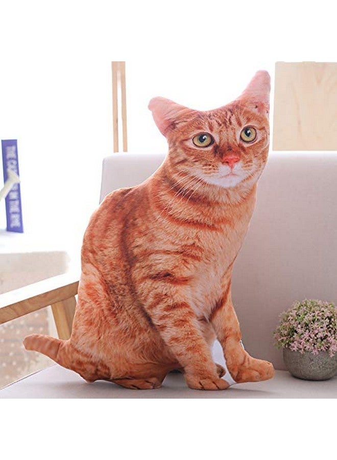 Maomoto 19.6'' Cat Throw Pillow - Plushie Cushion Doll 3D Simulation Cat Plush Stuffed Animal Cushion Pillow Toy for Kids, Sofa Chair Home Decor (Orange) - Image 1
