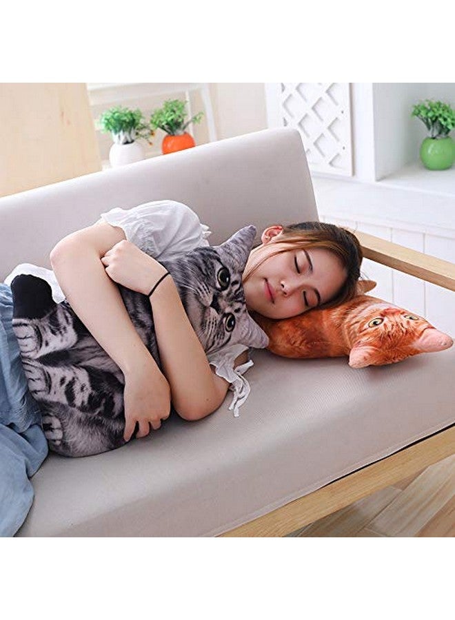 Maomoto 19.6'' Cat Throw Pillow - Plushie Cushion Doll 3D Simulation Cat Plush Stuffed Animal Cushion Pillow Toy for Kids, Sofa Chair Home Decor (Orange) - Image 4