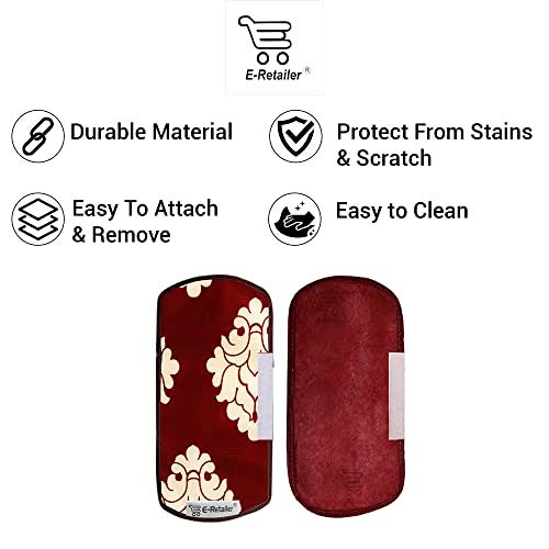 E-Retailer® Polyester 3-Layered Fridge Handle Cover Set of 2Pcs. For Refrigerator and Microwave oven (Color-Maroon Ethnic, Size-12x6 Inches) - Image 4