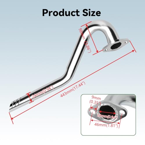 XIKOBY Upgraded Center Rear Exit Exhaust Pipe Compatible with Predator 79cc 98cc 99cc 3.0HP 154F Engine Mini Bike Coleman CT100U Massimo MB100 F-RP GMB100 Rascal Lite Parts Silver - Image 5