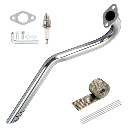 XIKOBY Upgraded Center Rear Exit Exhaust Pipe Compatible with Predator 79cc 98cc 99cc 3.0HP 154F Engine Mini Bike Coleman CT100U Massimo MB100 F-RP GMB100 Rascal Lite Parts Silver - Image 1