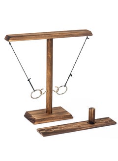 Ring Toss Games Spot Wooden Hook And Loop Throwing Shooting Interactive Ring Head Game-Color:Carbonized Slinger 34*30*8