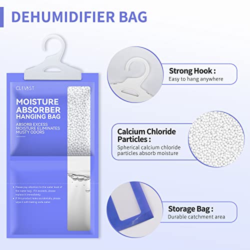 CLEVAST Moisture Absorbers Packets 10 Pack, Dehumidifier Bags for Closet, Unscented Hanging Humidity Absorber in Wardrobes, Bedrooms, Bathrooms(Net Wt. 230g/Pack) - Image 3
