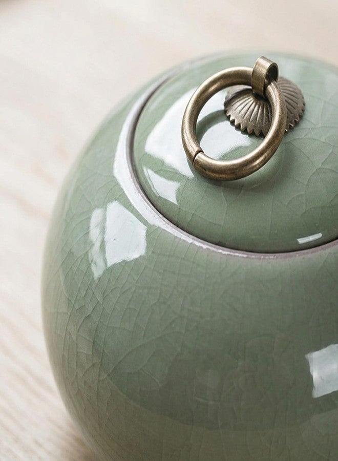 POPETPOP Ceramic Tea Canister with Airtight Lid: Vintage Porcelain Storage Jar for Loose Leaf Coffee and Sugar, Kitchen Countertop Decor Container, Green - Image 5