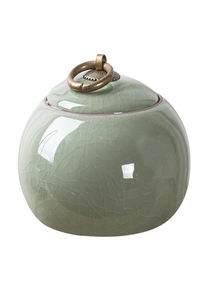 POPETPOP Ceramic Tea Canister with Airtight Lid: Vintage Porcelain Storage Jar for Loose Leaf Coffee and Sugar, Kitchen Countertop Decor Container, Green - Image 1