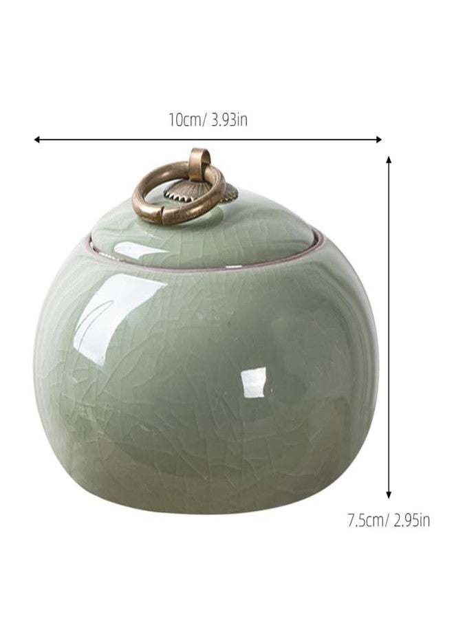 POPETPOP Ceramic Tea Canister with Airtight Lid: Vintage Porcelain Storage Jar for Loose Leaf Coffee and Sugar, Kitchen Countertop Decor Container, Green - Image 4