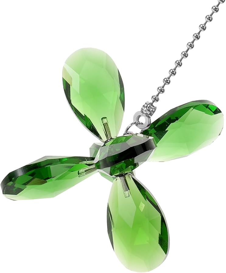 Green Crystal Ceiling Fan Pull Chain Flower Pendant Extender Universal Light Pull - Image 4