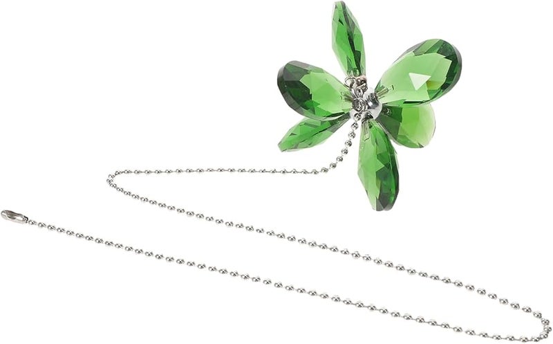 Green Crystal Ceiling Fan Pull Chain Flower Pendant Extender Universal Light Pull - Image 1