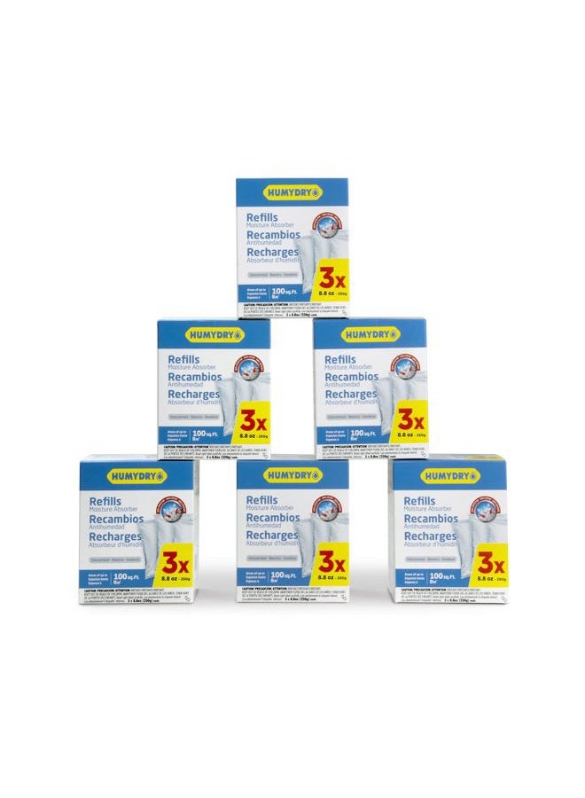 HUMYDRY BY HUMEX S.A. Box of 6-3 Pack Refill Moisture Absorber, unscented 8.8-oz. - Image 1