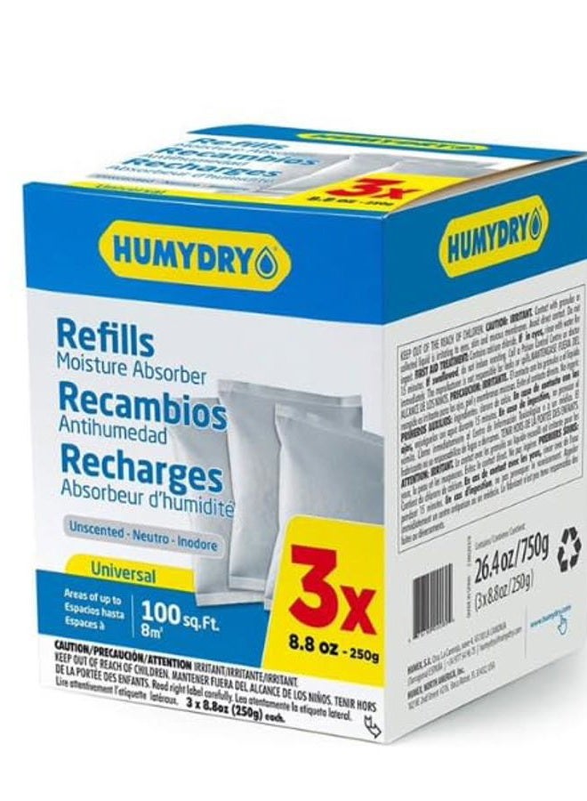 HUMYDRY BY HUMEX S.A. Box of 6-3 Pack Refill Moisture Absorber, unscented 8.8-oz. - Image 2