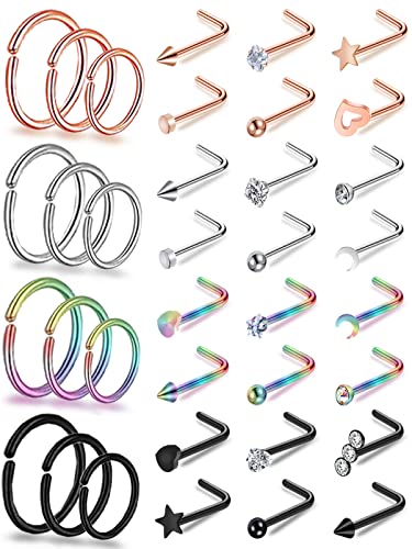 YEELONG Nose Rings for Women 20g Surgical Steel Nose Studs Nose Rings Hoops Piercing Jewelry - Image 1