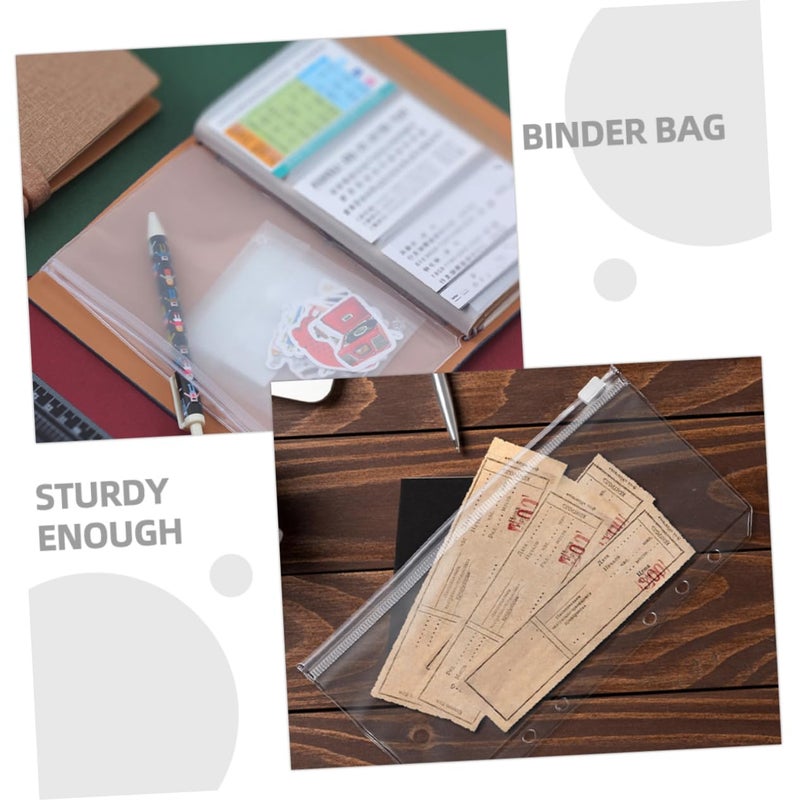 12 Pack Clear Zipper Binder Pouches For Document Receipts And Bills Storage - Image 3